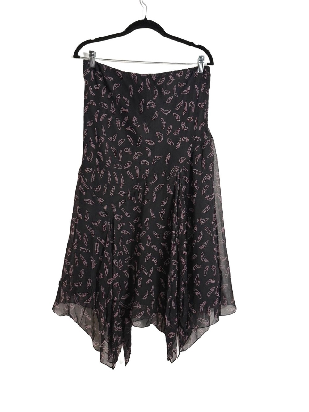 Vintage Black and Pink Silk Handkerchief Hem Skirt